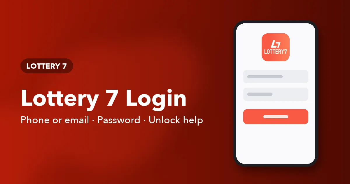 Lottery 7 Login banner listing phone or email sign-in and account unlock help